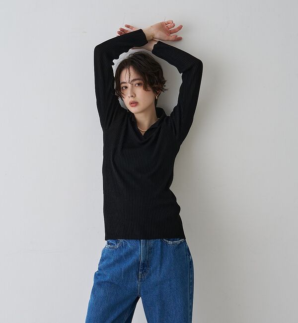 Rouge vif「防縮Wシアーポロリブニット」|ニット・セーター|