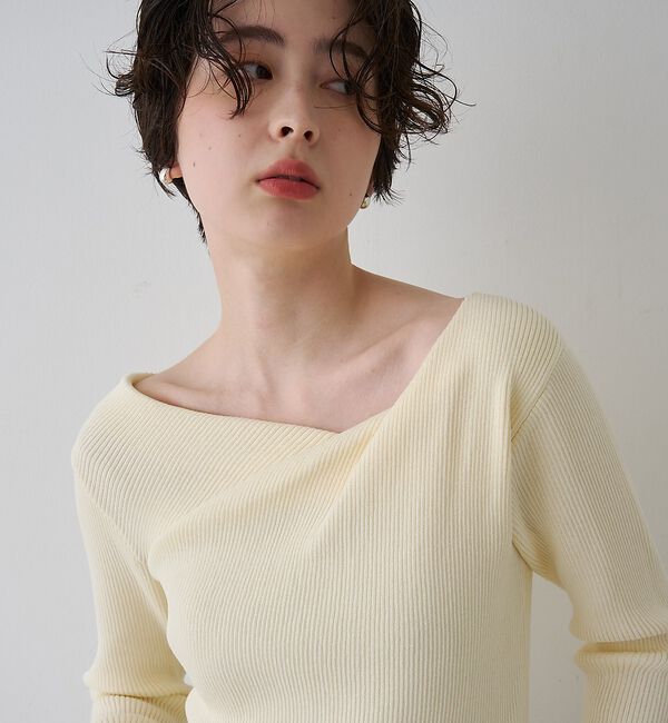 Rouge vif「【一部店舗限定】ドレープスリットスリーブリブニット」|ニット・セーター|