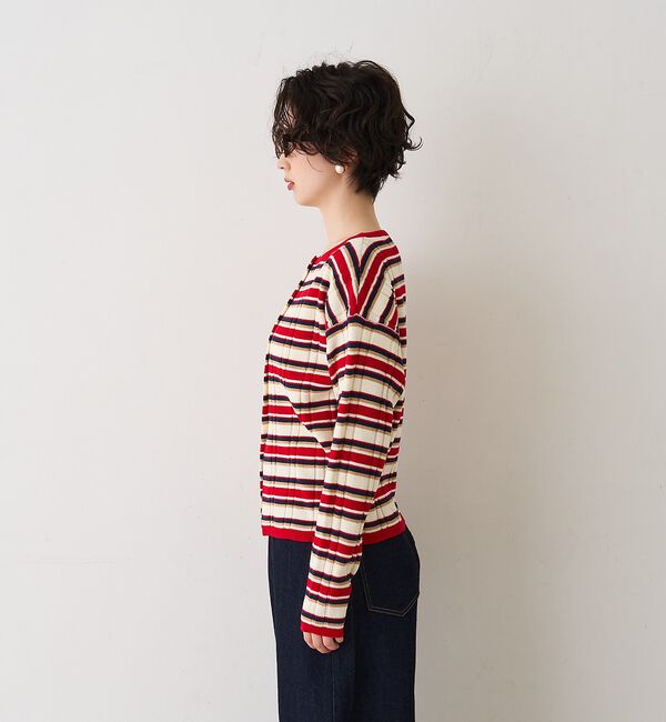 Rouge vif「ストライプ組織2WAYニット /カーディガン」|ニット・セーター|