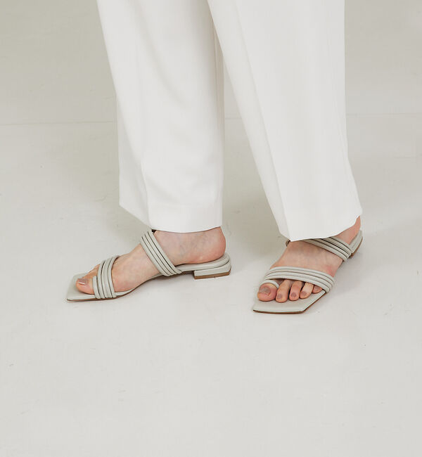 qualite「【HENRI EN VARGO】IRIS フラットサンダル」|サンダル|ライトグレー