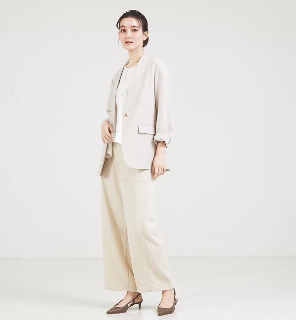 qualite「【セットアップ対応】クリスピーリネンジャケット」|ノーカラージャケット|