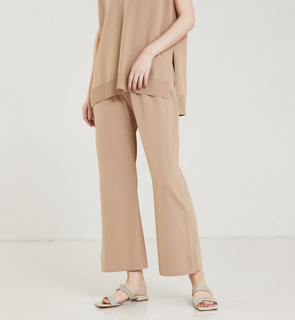 qualite「レーヨンストレッチサイドスリットニットパンツ」|その他|ベージュ