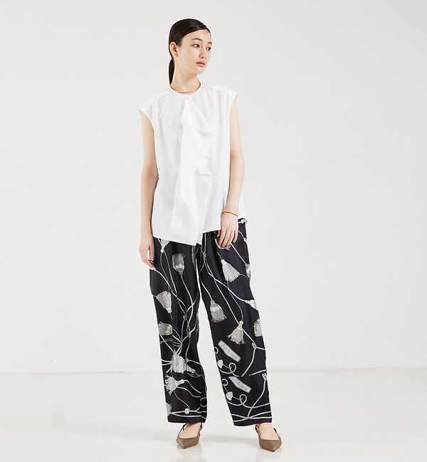 qualite「フロントラッフルノースリーブブラウス」|シャツ・ブラウス|