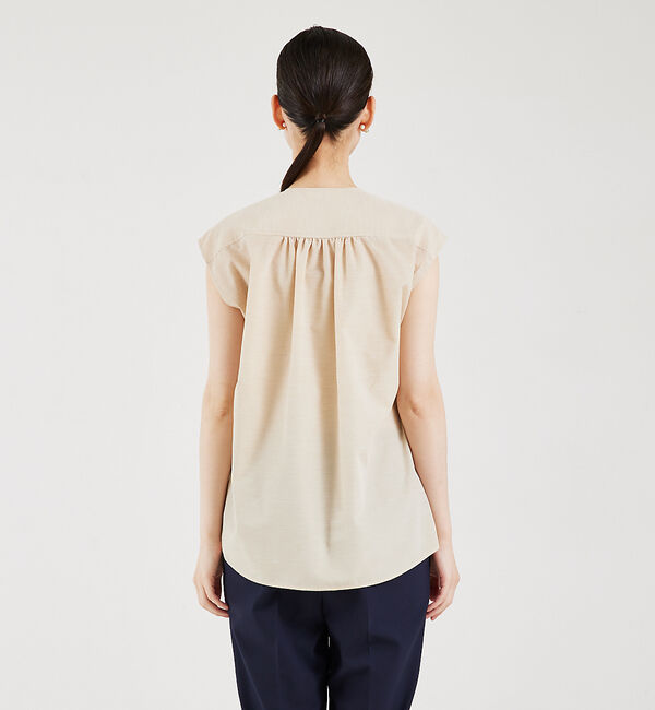 qualite「フロントラッフルノースリーブブラウス」|シャツ・ブラウス|