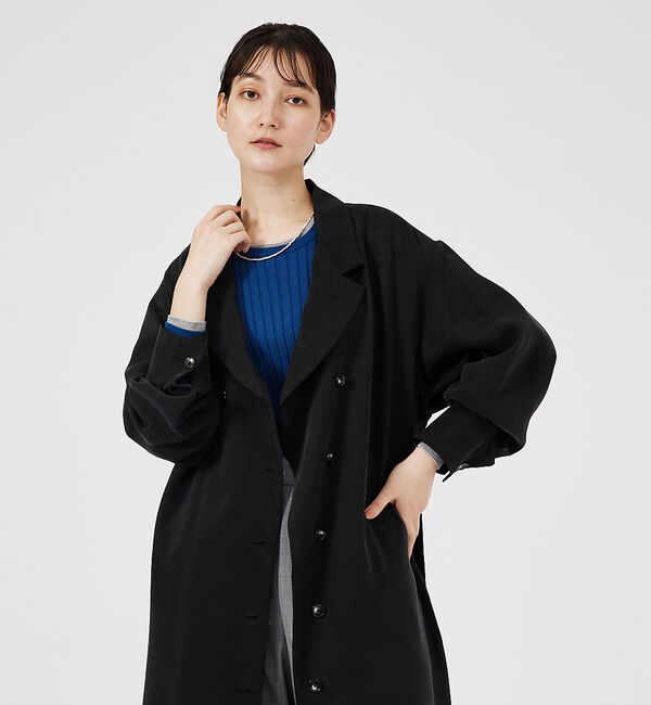 qualite「フロントダブルベルテッドコート」|トレンチコート|