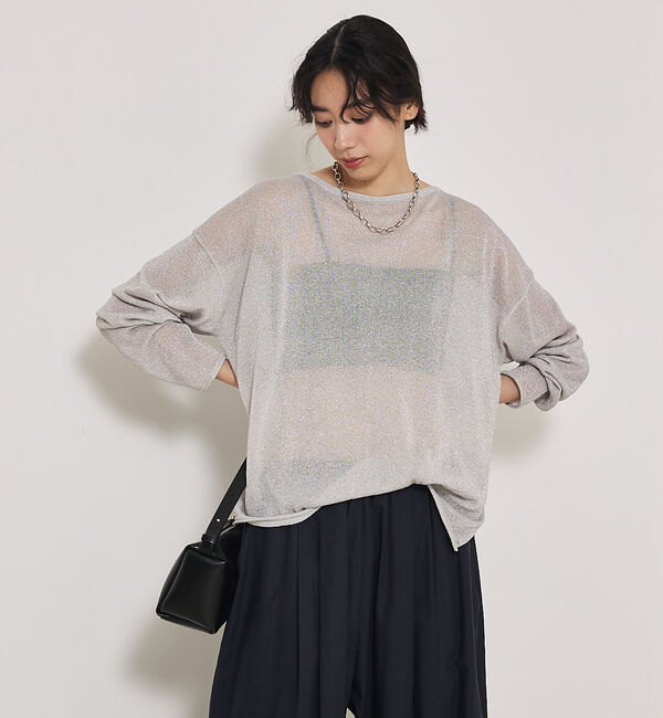 qualite「【大人気ラメシリーズ】ラメシアーボックスニット」|Tシャツ・カットソー|シルバー