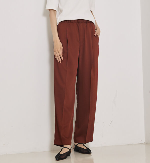 qualite「センタープレスカルゼイージーパンツ」|その他|ブラウン