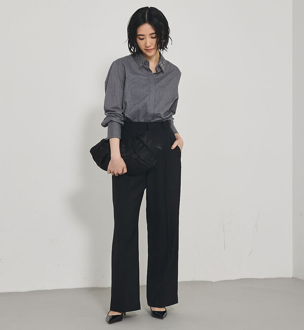 qualite「【襟取り外し可能】ビーディングカラーシャツ」|シャツ・ブラウス|