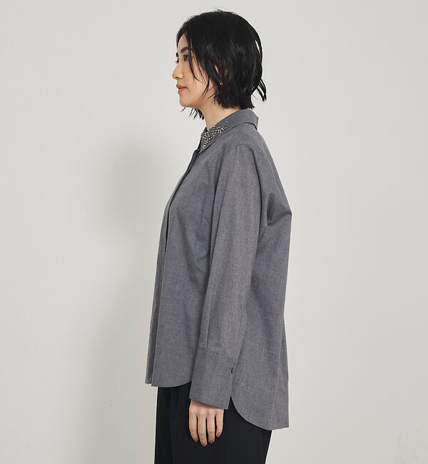 qualite「【襟取り外し可能】ビーディングカラーシャツ」|シャツ・ブラウス|