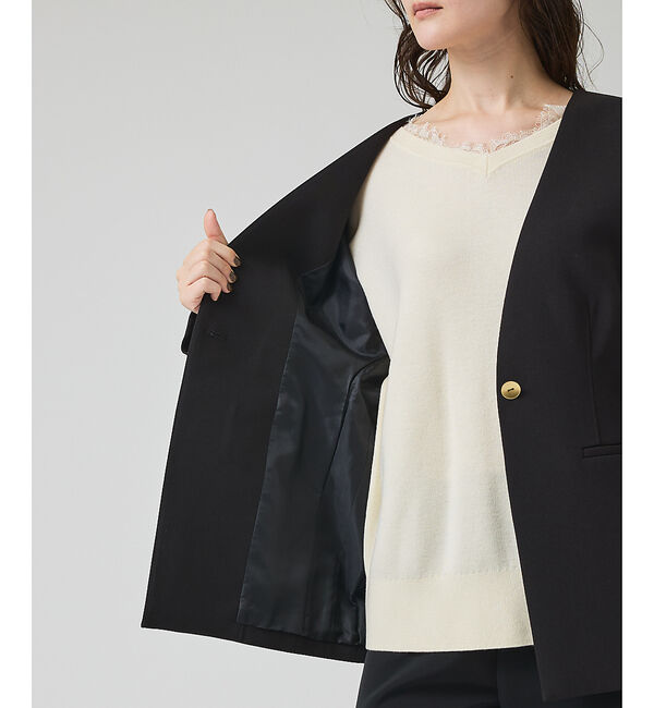 qualite「スポンディッシュドルマンジャケット」|ノーカラージャケット|