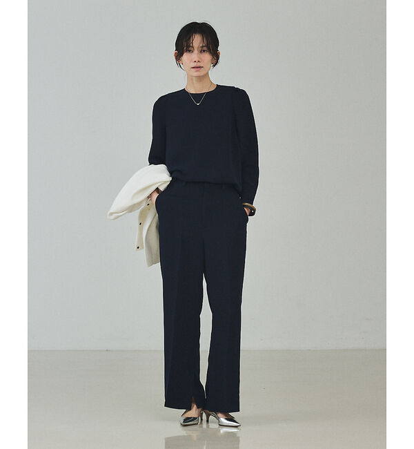 qualite「【シワになりにくい】ライトダブルクロスナローブラウス」|シャツ・ブラウス|