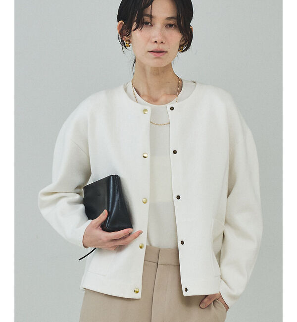 qualite「【春にちょうどいい軽羽織り】ダブルフェイスニットカーディガン」|カーディガン|オフホワイト