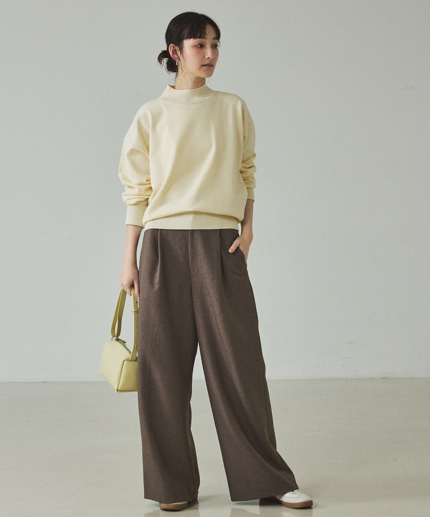 qualite「バイカラーハイネックプルオーバー」|ニット・セーター|