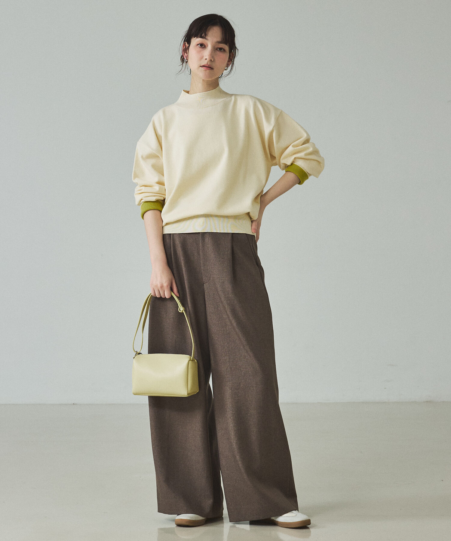 qualite「バイカラーハイネックプルオーバー」|ニット・セーター|