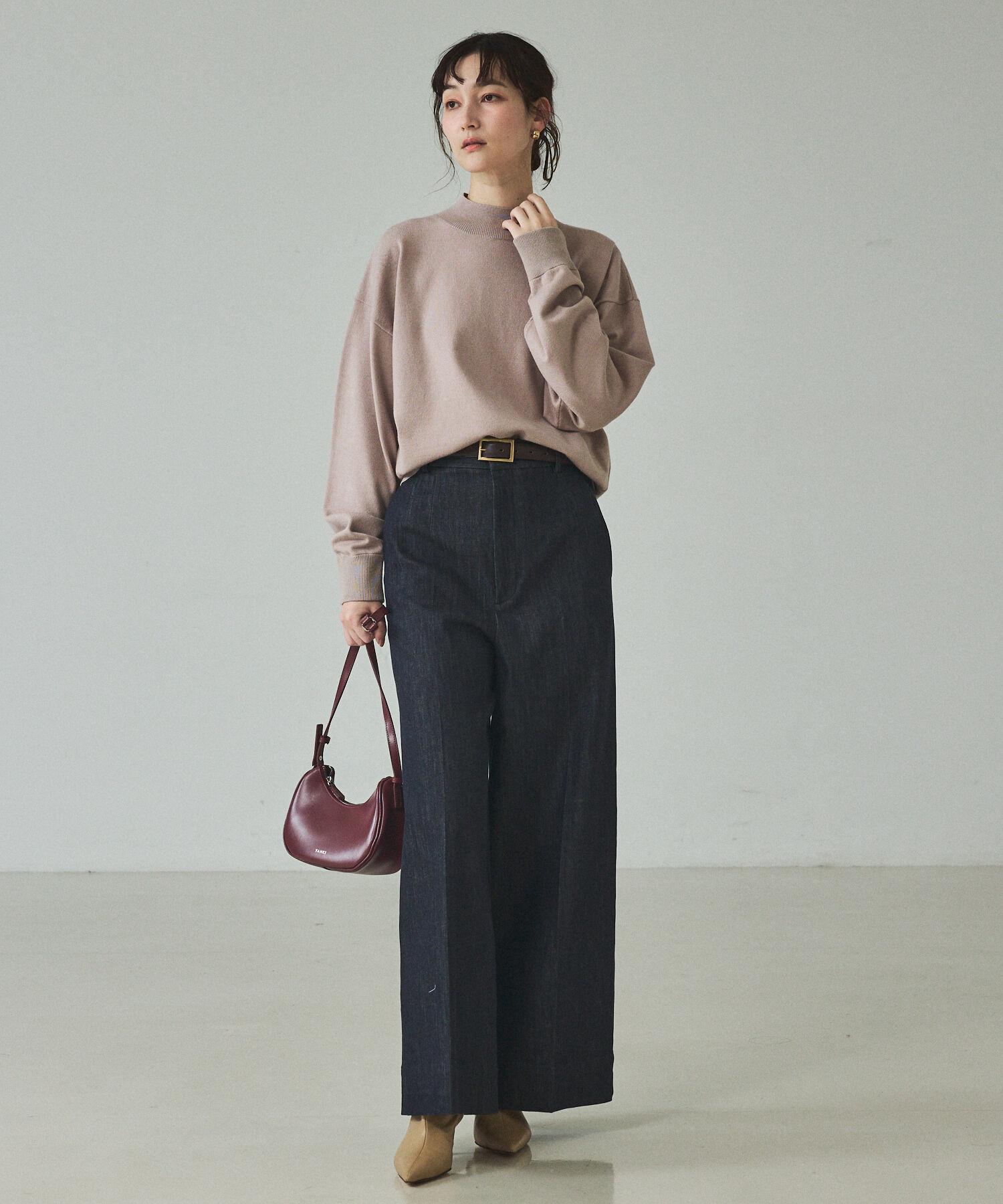 qualite「バイカラーハイネックプルオーバー」|ニット・セーター|