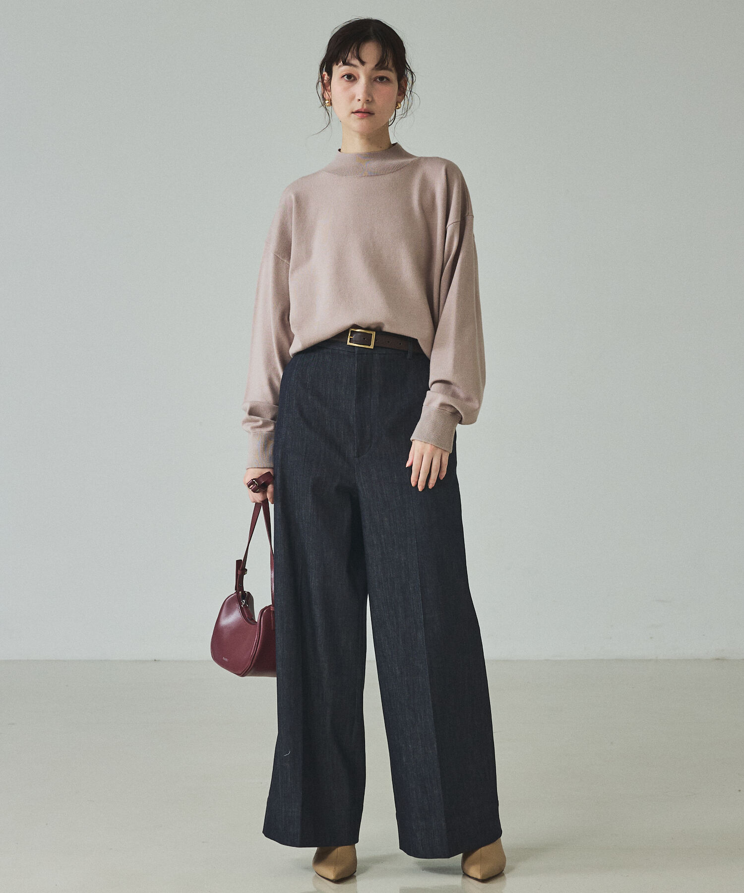 qualite「バイカラーハイネックプルオーバー」|ニット・セーター|