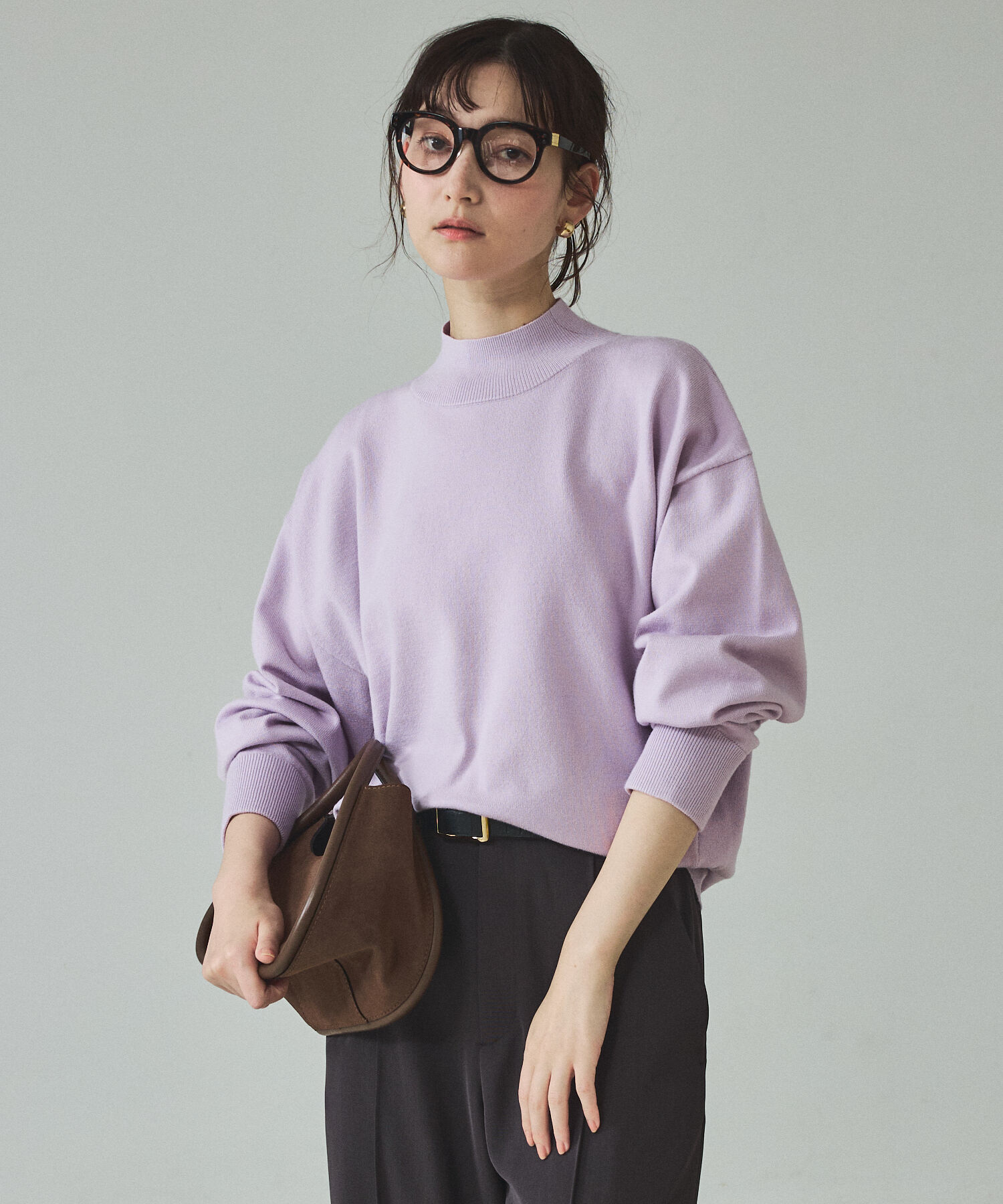 qualite「バイカラーハイネックプルオーバー」|ニット・セーター|