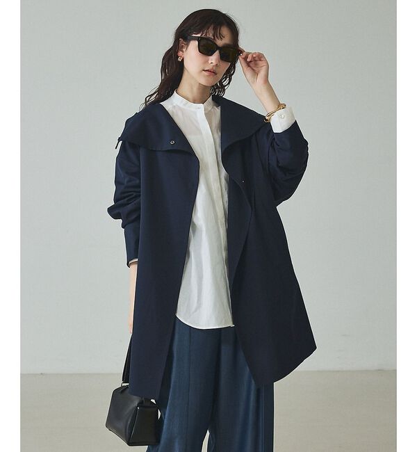 qualite「ネイビー数点入荷！在庫あるのみ！【大人のスプリングコート】オーバースタンドコート」|トレンチコート|