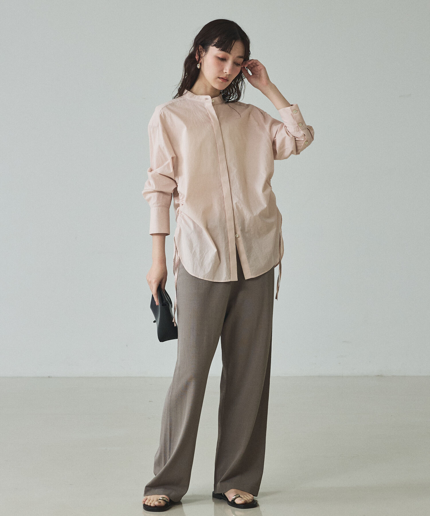 qualite「【シルエット調整可能】ウエストドロストシャツ」|シャツ・ブラウス|