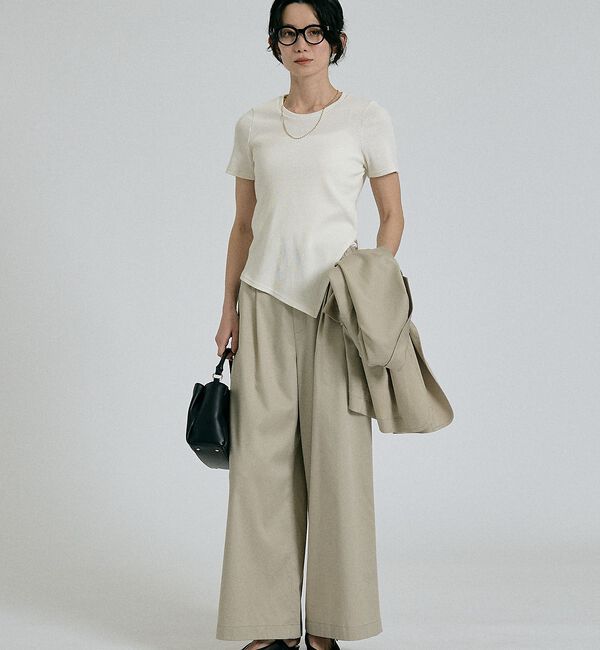 qualite「【大人ラメ&times;スリット】ラメテレコTシャツ」|Tシャツ・カットソー|