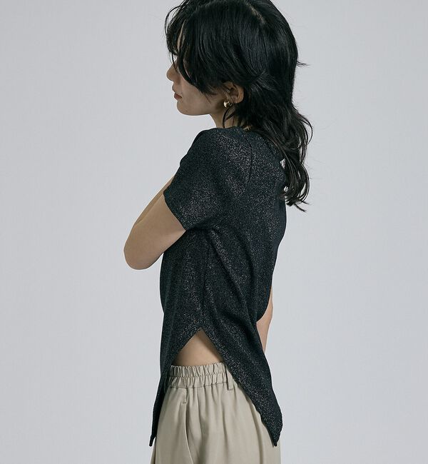 qualite「【大人ラメ&times;スリット】ラメテレコTシャツ」|Tシャツ・カットソー|