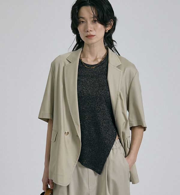 qualite「【大人ラメ&times;スリット】ラメテレコTシャツ」|Tシャツ・カットソー|