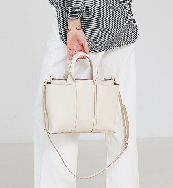 LOWELL things「Ordi/ダブルポケット2WAYトートM」|ショルダー・メッセンジャー|アイボリー