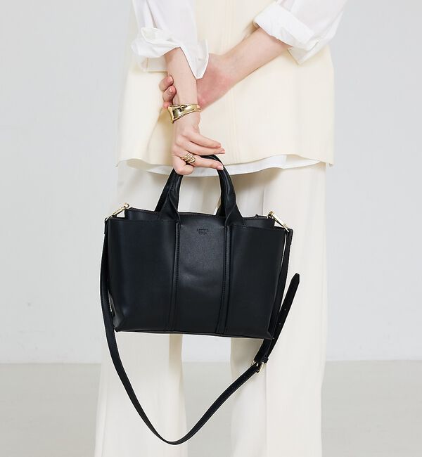 LOWELL things「Ordi/ダブルポケット2WAYトートM」|ショルダー・メッセンジャー|ブラック