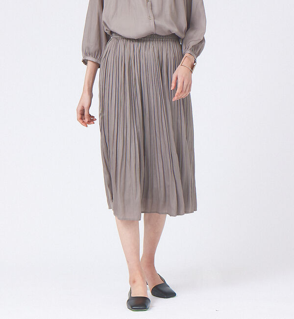 abahouse mavie「ヴィンテージサテンミモレ丈スカート」|スカート|グレージュ