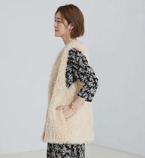 abahouse mavie「フェイクファーベスト」|ベスト・ジレ|