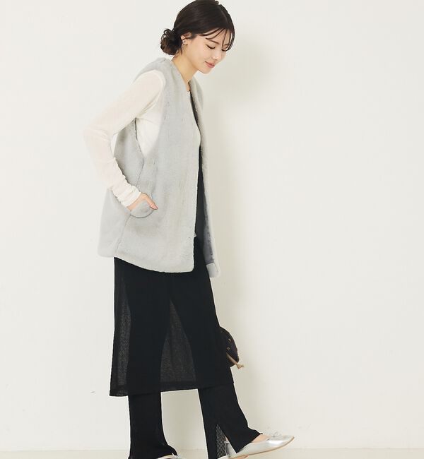 abahouse mavie「フェイクファーベスト」|ベスト・ジレ|