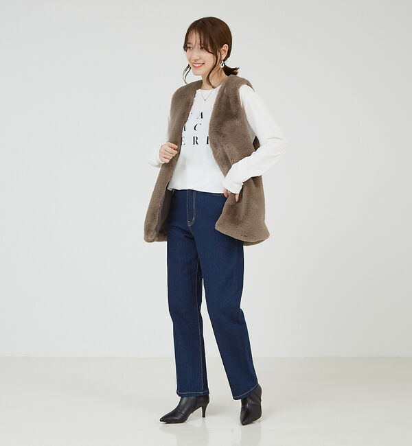 abahouse mavie「フェイクファーベスト」|ベスト・ジレ|