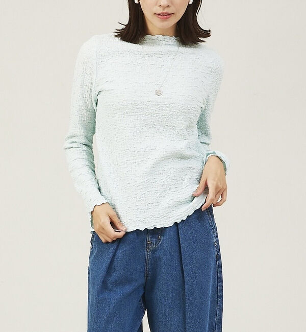 abahouse mavie「シャーリングメロープルオーバー」|シャツ・ブラウス|サックスブルー