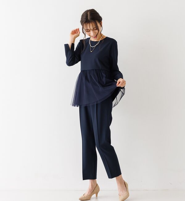 abahouse mavie「【エニデイカセット】チュールブラウス＆テーパードパンツ」|シャツ・ブラウス|