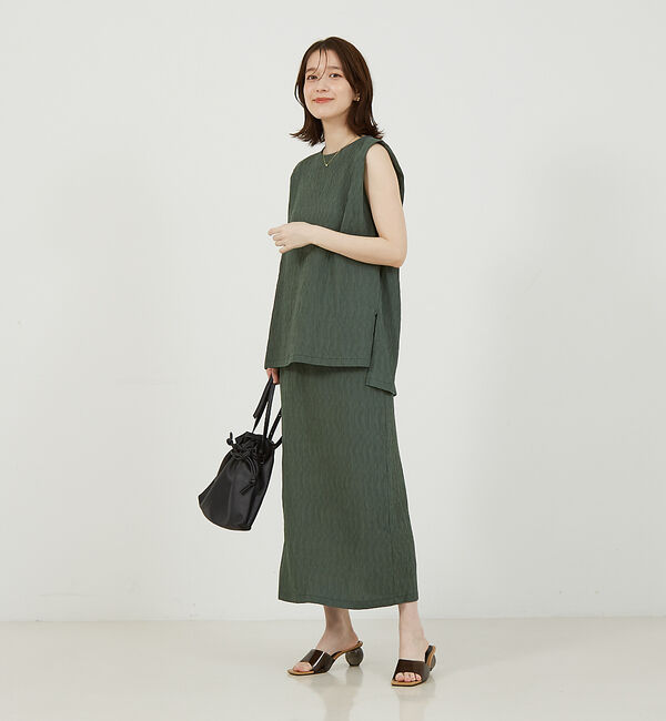 abahouse mavie「【セットアップ対応】楊柳バックジップノースリプルオーバー」|シャツ・ブラウス|