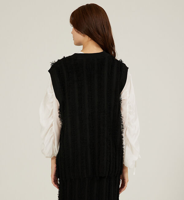 abahouse mavie「【セットアップ対応】フリンジニットジレ/ベスト」|ベスト・ジレ|