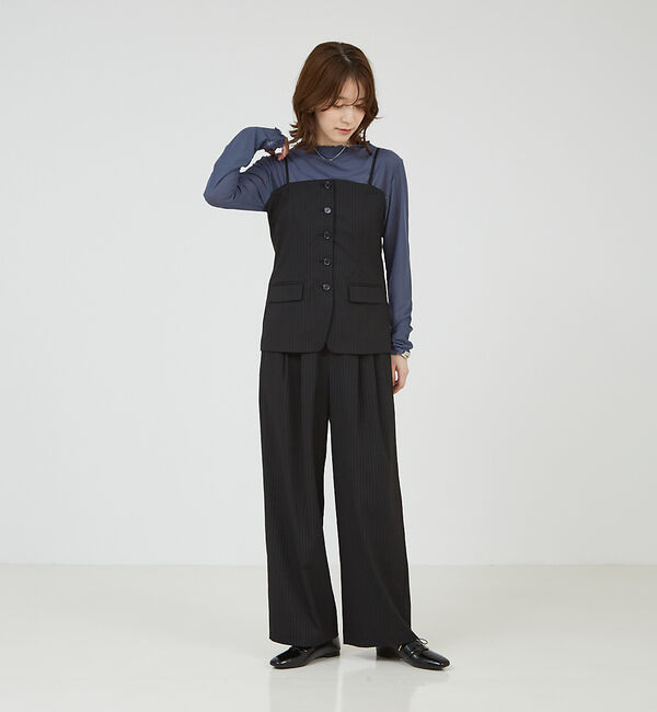 abahouse mavie「【セットアップ対応】ピンストライプ＆無地ビスチェベスト」|ベスト・ジレ|