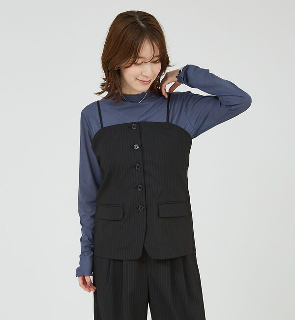 abahouse mavie「【セットアップ対応】ピンストライプ＆無地ビスチェベスト」|ベスト・ジレ|