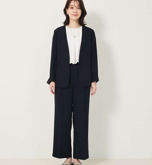 abahouse mavie「【２点セットアップ/エニデイカセット・サマー】ジョーゼット ジャケット＆パンツセ」|ノーカラージャケット|