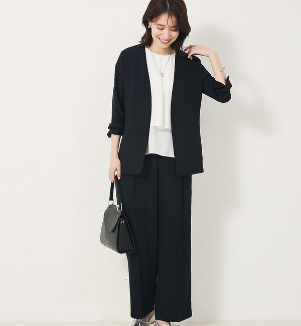 abahouse mavie「【２点セットアップ/エニデイカセット・サマー】ジョーゼット ジャケット＆パンツセ」|ノーカラージャケット|