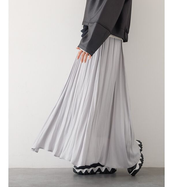 abahouse mavie「ヴィンテージサテンギャザースカート」|スカート|グレー