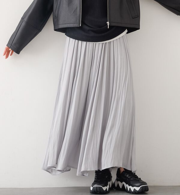 abahouse mavie「ヴィンテージサテンギャザースカート」|スカート|