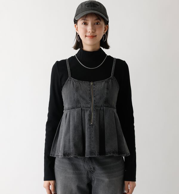 abahouse mavie「ウォッシュドデニムキャミ/レイヤード/バックリボン/春服/夏服」|キャミソール|
