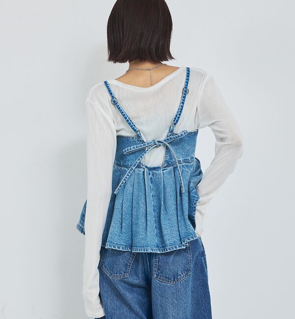 abahouse mavie「ウォッシュドデニムキャミ/レイヤード/バックリボン/春服/夏服」|キャミソール|