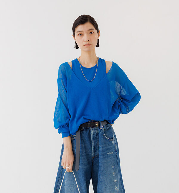 The Store by C' 「【COCUCA】ツインライク レイヤード ニット」|ニット・セーター|ブルー