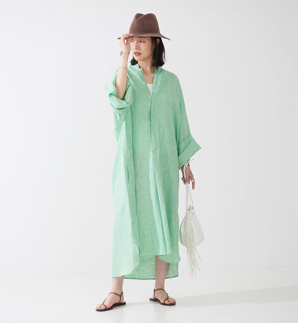 The Store by C' 「【LIWAN JELLABA】リネン シャツドレス」|ワンピース|グリーン