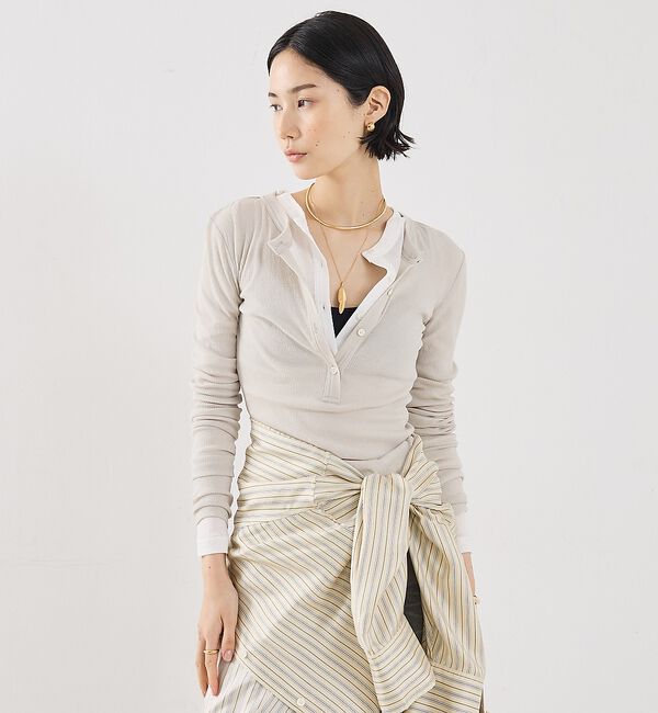 The Store by C' 「【COCUCA】ヘンリーリブプルオーバー」|Tシャツ・カットソー|ベージュ