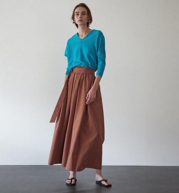 Liesse「綿シルクVネックビッグドルマンニット」|ニット・セーター|