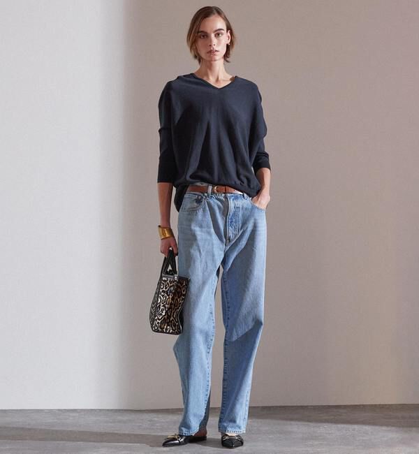 Liesse「綿シルクVネックビッグドルマンニット」|ニット・セーター|