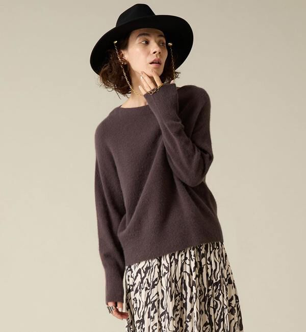 Liesse「フォックスウールボートネックニット」|ニット・セーター|チャコール